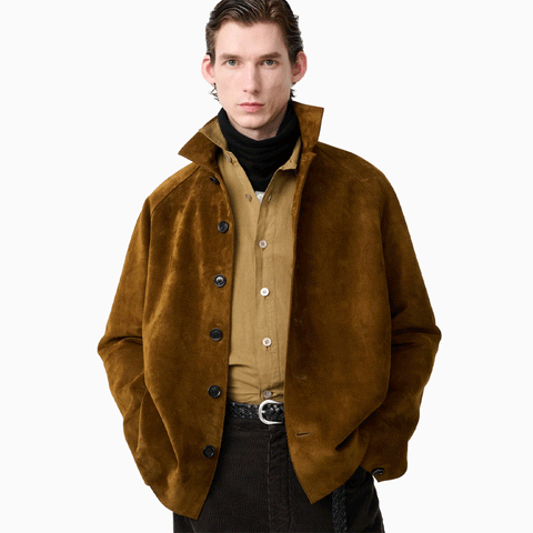 Studio Nicholson Bowe Suede Jacket Mustard