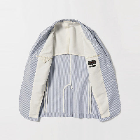 Beams Plus Seerscuker 3 Button Jacket Blue Stripe