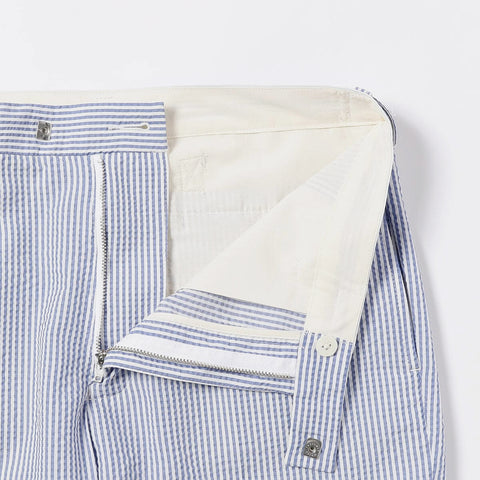 Beams Plus Seersucker Ivy Trousers Ankle Cut Blue Stripe