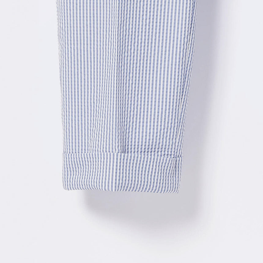 Beams Plus Seersucker Ivy Trousers Ankle Cut Blue Stripe