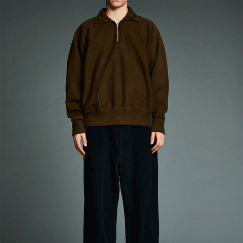 A.PRESSE Vintage Half Zip Sweatshirt Brown