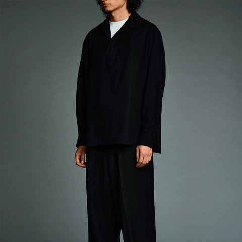 A.PRESSE Wool Skipper Shirt Black