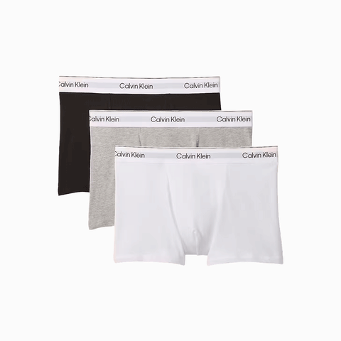 Calvin Klein 3 Pack Relaxed Trunks Icon Cotton Stretch Black / Grey Heather / White