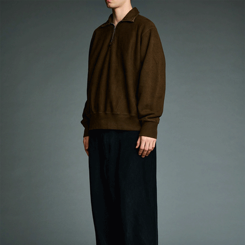 A.PRESSE Vintage Half Zip Sweatshirt Brown