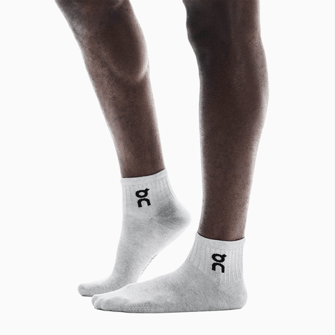 On Logo Sock Mid 3P Heather Gray