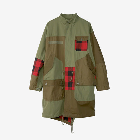 Comme des Garçons HOMME Cotton Patchwork Coat Olive