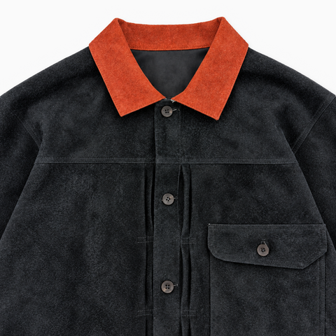 YÂR'İN Type 1 Cashmere Suede Jacket Black / Rusty Red