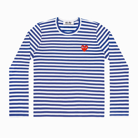 Comme des Garçons PLAY Striped Long Sleeve T-Shirt Blue