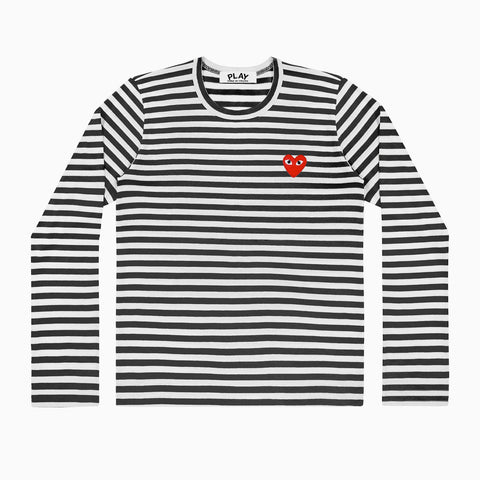 Comme des Garçons PLAY Striped Long Sleeve T-Shirt Black