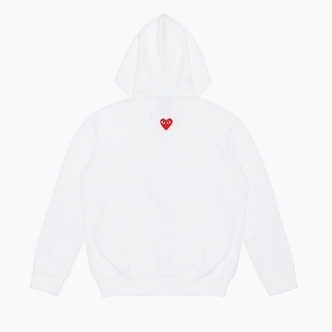 Comme des Garçons Play Heart On Back Zipper Hoodie White