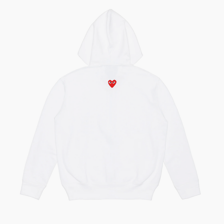 Comme des Garçons Play Heart On Back Zipper Hoodie White