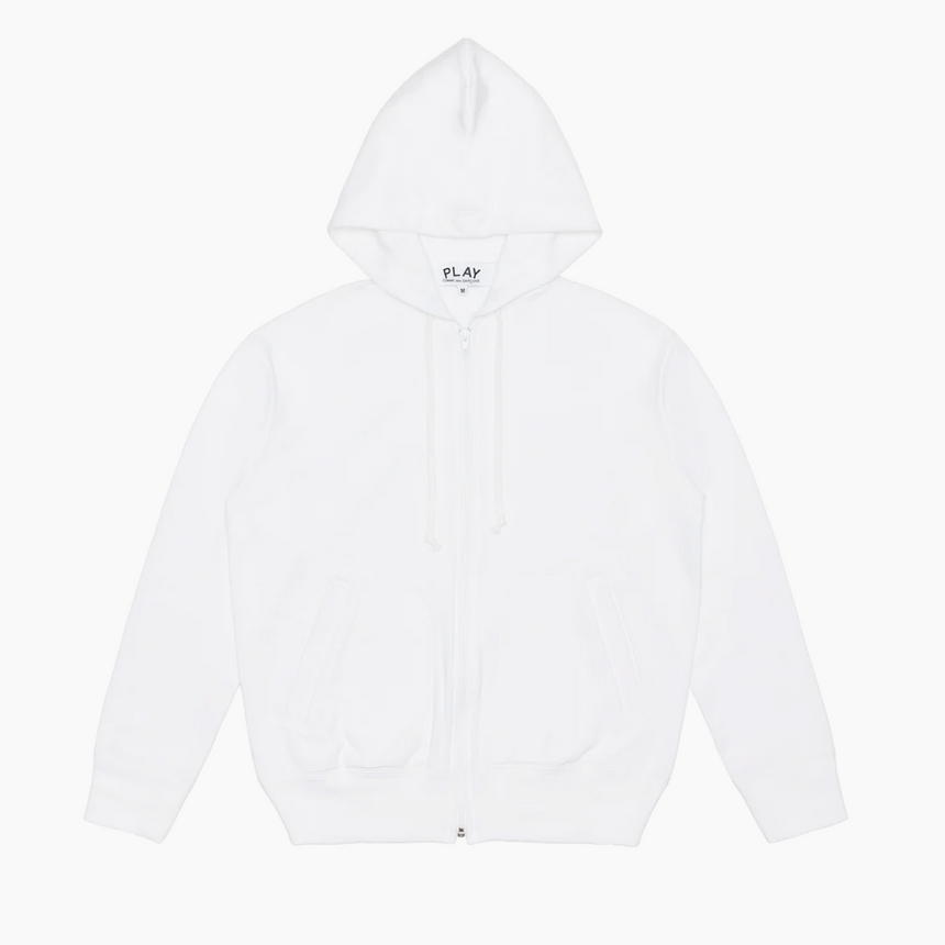 Comme des Garçons Play Heart On Back Zipper Hoodie White