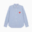 Comme des Garcons Play Multicolor Red Heart Pinstriped Shirt