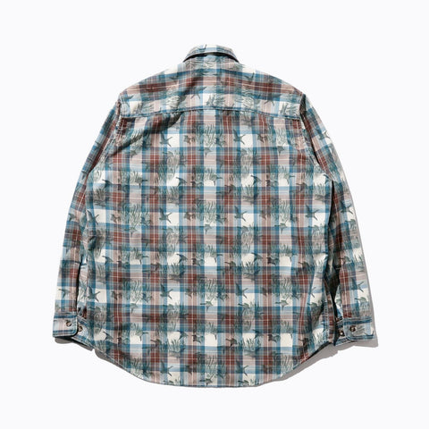 Beams Plus Check Print Adventure Shirt Brown