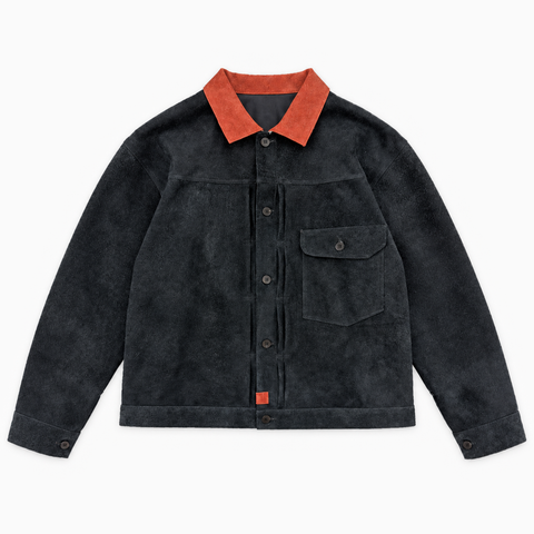 YÂR'İN Type 1 Cashmere Suede Jacket Black / Rusty Red