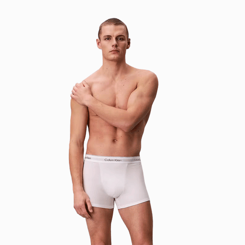 Calvin Klein 3 Pack Relaxed Trunks Icon Cotton Stretch White