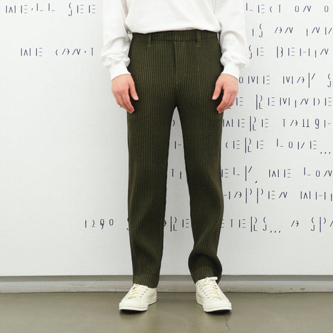 Homme Plissé Issey Miyake Wool Like Light Trousers Khaki