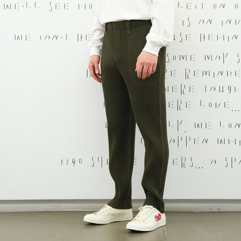 Homme Plissé Issey Miyake Wool Like Light Trousers Khaki
