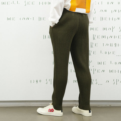 Homme Plissé Issey Miyake Wool Like Light Trousers Khaki