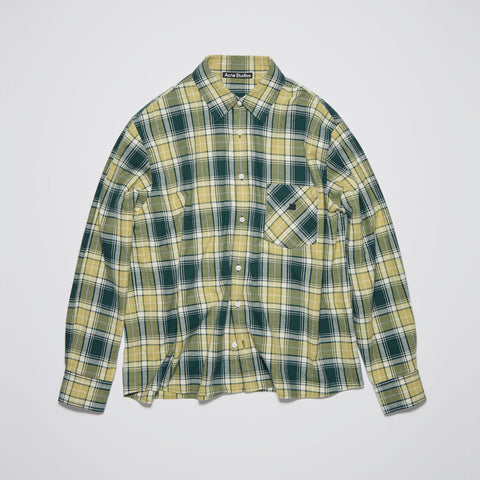 Acne Studios Check Button-Up Shirt Forest Green / Light Green