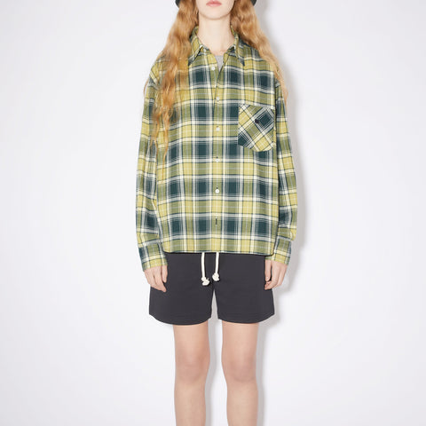 Acne Studios Check Button-Up Shirt Forest Green / Light Green