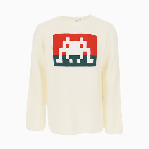 Comme des Garcons SHIRT Space Invaders Graphic Knit Jumper Off White