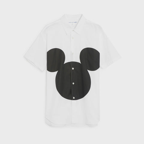 Comme Des Garcons SHIRT Mickey Mouse Cotton-Poplin Short Sleeve Shirt White