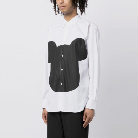 Comme Des Garcons SHIRT Mickey Mouse Cotton-Poplin Shirt White