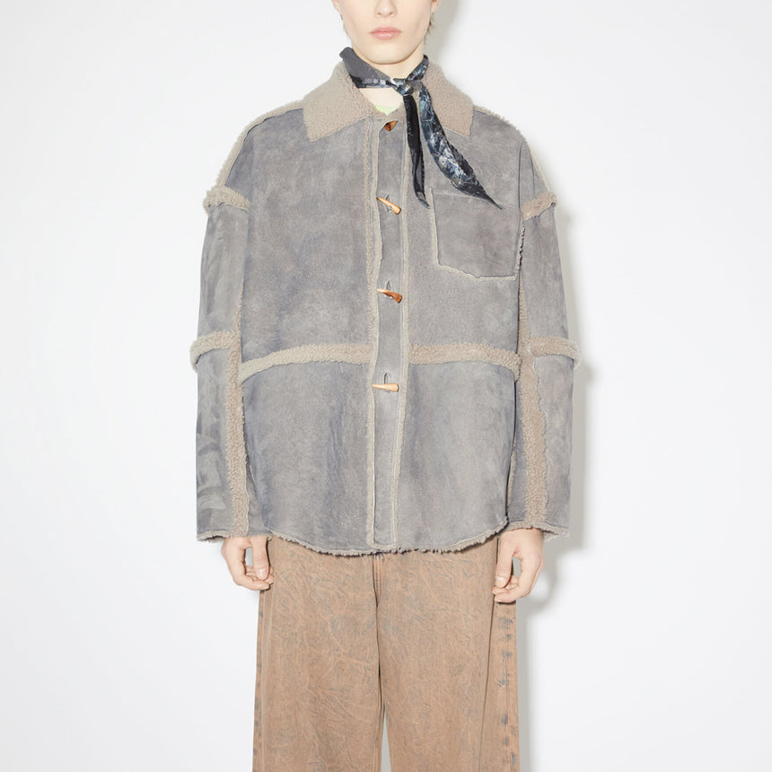 Acne Studios Shearling Jacket Taupe Grey