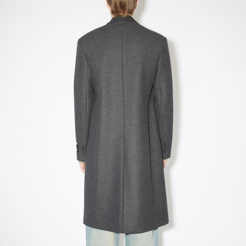 Acne Studios Single-Breasted Wool Blend Coat Dark Grey Melange