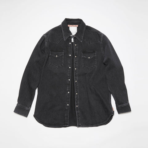 Acne Studios Denim Button-Up Shirt Black