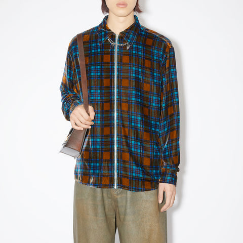 Acne Studios Tartarn Zippered Shirt Blue Multi