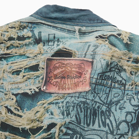 Acne Studios Printed Button-Up Shirt Denim Blue