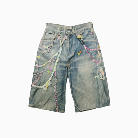 Acne Studios Denim Shorts Loose Fit Mid Blue