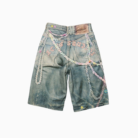 Acne Studios Denim Shorts Loose Fit Mid Blue