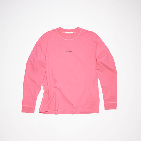 Acne Studios Logo Long Sleeve T-Shirt Neon Pink