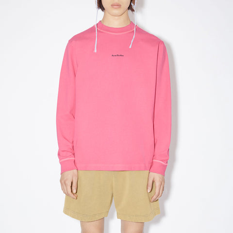 Acne Studios Logo Long Sleeve T-Shirt Neon Pink