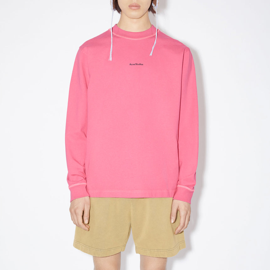 Acne Studios Logo Long Sleeve T-Shirt Neon Pink