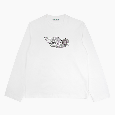 Acne Studios Longsleeve Wing Logo T-Shirt Optic White