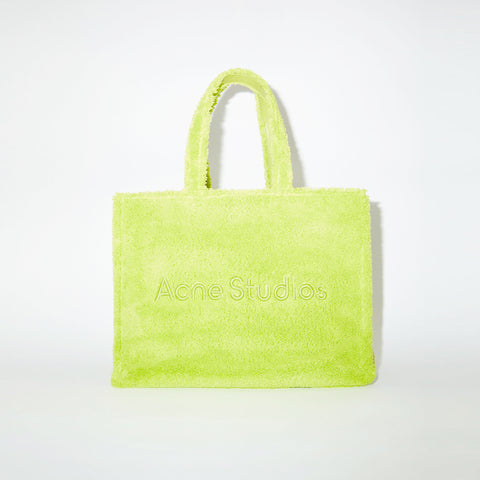 Acne Studios Furry Logo Shoulder Bag Lime Green