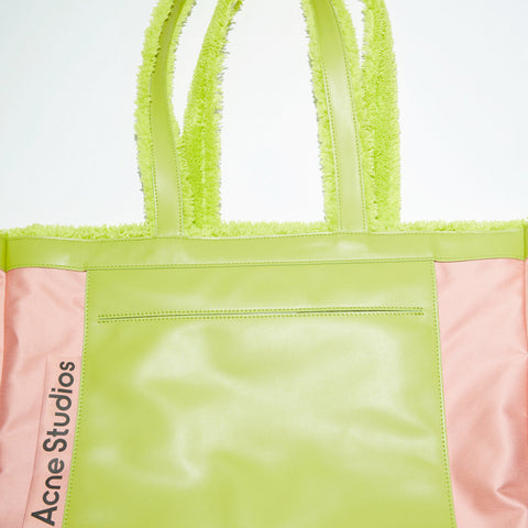 Acne Studios Furry Logo Shoulder Bag Lime Green