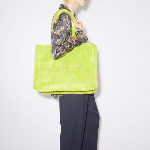 Acne Studios Furry Logo Shoulder Bag Lime Green