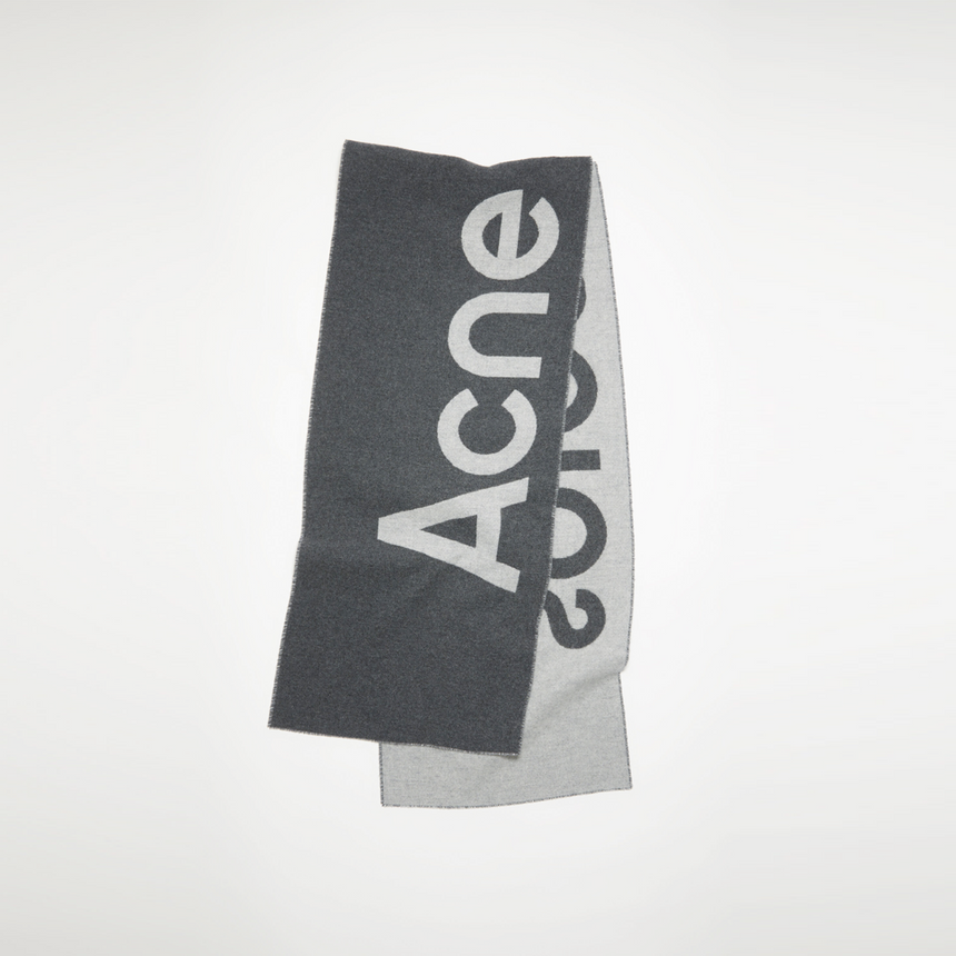 Acne Studios Logo Jacquard Scarf Narrow Gray / Light Gray