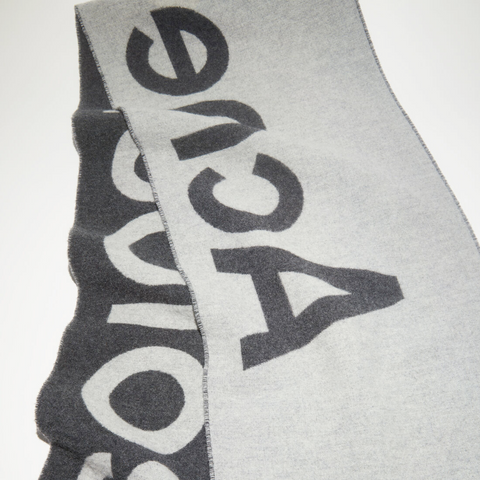 Acne Studios Logo Jacquard Scarf Narrow Gray / Light Gray