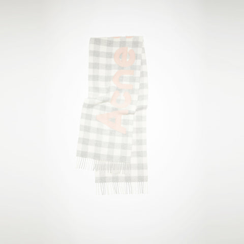 Acne Studios Check Logo Scarf Grey / Pink