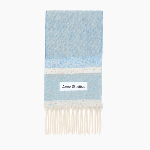 Acne Studios Fringed Logo Denim Blue