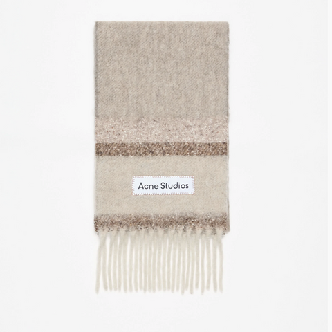 Acne Studios Fringed Logo Brown / Beige