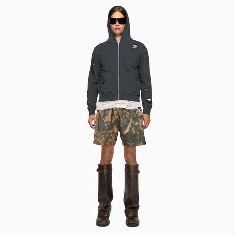 Acne Studios Printed Fleece Shorts Mud Brown Camo