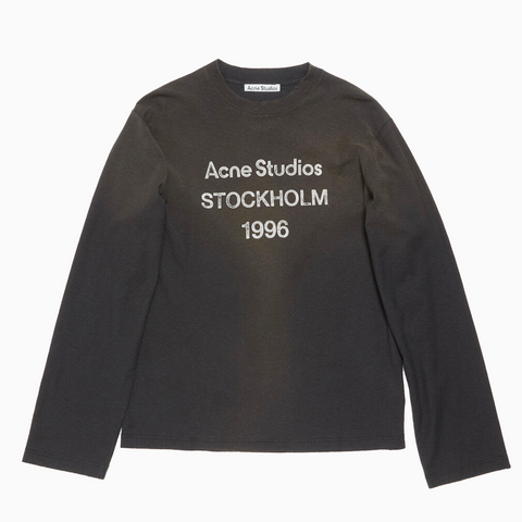 Acne Studios Logo T-Shirt Longsleeve Relaxed Faded Black