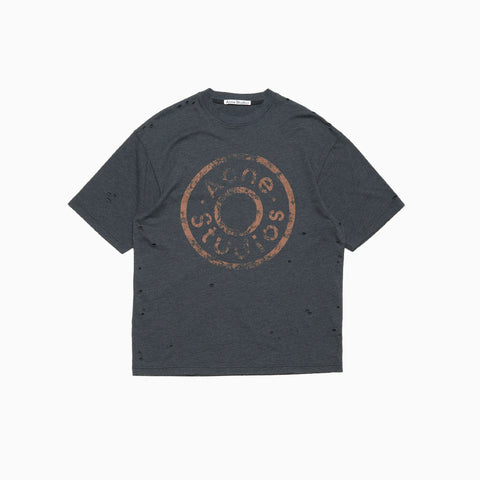 Acne Studios Relaxed Fit Logo Crew Neck T-shirt Black Melange